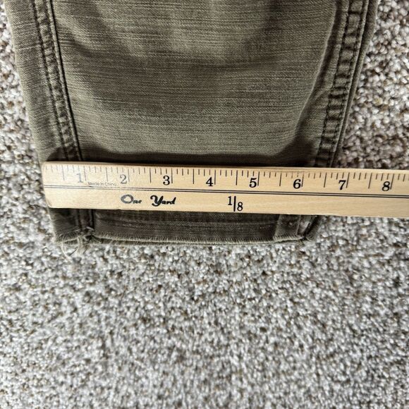 Free People Pants Womens 24 Green Cotton Button Fly Raw Hem Military Pockets - Picture 5 of 11